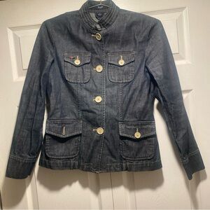 GAP ~Woman Size 4~ Blue Denim Jean Jacket Blazer Dark Wash Button-Up, Cotton